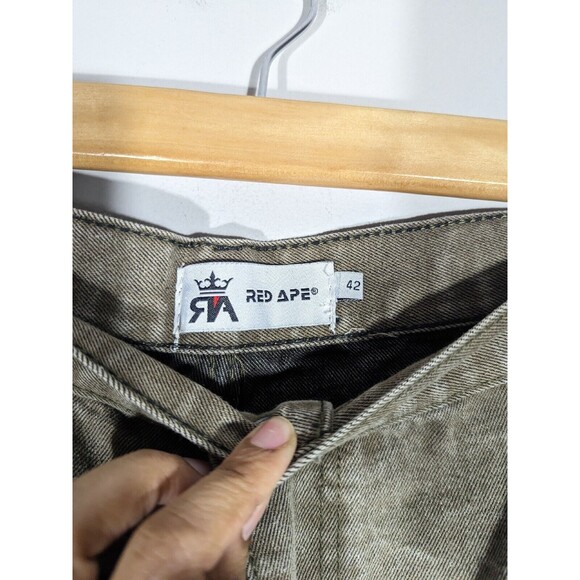 Red Ape Jean Men Sz 42 Olive Green Denim Straight Leg - Picture 7 of 8